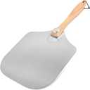 Luvan Aluminum Metal Pizza Peel With Foldable Wooden Handle - 12x14 Inch Paddle Spatula for Oven, Baking Homemade Pizza Bread