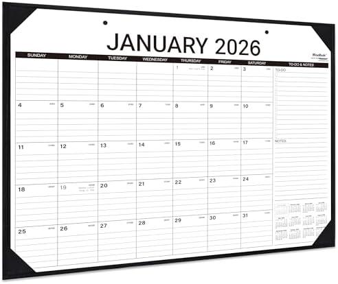 2026 Desk Calendar - Large Desk Calendar 2026, Jan. 2026 - Dec. 2026, 22" x 17", 2026 Calendar, 4 Corner Protectors, 2 Hanging Holes, Holidays, Julian Dates, TO-DO & Notes Section