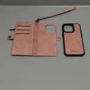 Defencase for iPhone 14 Pro Magnetic Wallet Case Compatible with Magsafe with RFID Blocking Zipper Strap Card Holder for Women, PU Leather Detachable Phone Case for iPhone 14 Pro (6.1 inch), Rose Pink