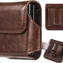 Holster for Samsung Galaxy Z Flip 7/6/5, Premium Leather Phone Pouch with Belt Clip Belt Case for Motorola Razr Plus, Moto Razr -Coffee