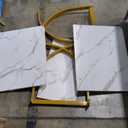 LITTLE TREE Dining Room Table, Kitchen Table with Faux Marble Table Top and Gold Metal Legs (63 Inches Large)