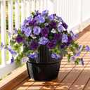 Homsunny Artificial Fake Flowers for Outdoor, 2PCS Realistic Fake Outdoor Flowers Plants, UV Resistant Silk Faux Flower for Outside Front Door Porch Planters Patio Yard Garden Window