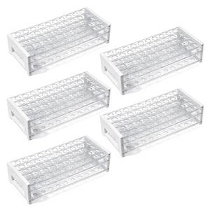 5 Pack Plastic Test Tube Rack, 50 Holes Lab Rack Holder for 16mm Tubes, Detachable, Transparent