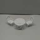 Dollhouse Miniature Bistro Table & Chairs Set Accessories Metal 1:12 Scale Miniatures White Coffee/Tea Furniture Fairy Garden Cute Rustic Elegant Decorations Ornaments