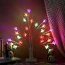 Retisee 1 Winter Decoration Multi Colored Snowflake Tree LED Light with 24 LED Snowflake Lights Timer USB Battery Operated Christmas Indoor Outdoor for Home Table Party Decor (1.48 Ft)