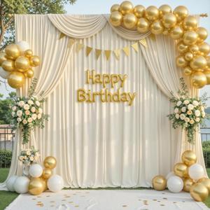 10x10ft Beige Backdrop Curtain for Parties Wrinkle Free Fabric Backdrop Curtain Wedding Photo Backdrop Drapes for Birthday Party Baby Shower Bridal Shower Photography Back Drop 2 Panels 5x10FT