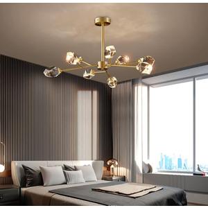 Flashing God Sputnik Chandeliers - Modern Crystal, 9-Light Gold Chandelier for Dining Room, Kitchen Light Fixtures