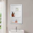 IDYLLOR Recessed Medicine Cabinet No Mirror - 14x24 Bathroom Storage Wall Cabinet with 2 Shelves, 304 Stainless Steel Shower Niche, Matte White Waterproof for Bathroom, Toilet, Vanity