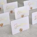 UNIQOOO 12Pcs Decorative Rose Floral Place Card Holders Bulk, Luxury Gold Metal Name Card Stands Set, for Wedding Table Setting, Business Card, Name Tag, Party Food Labels