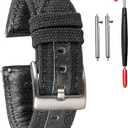 hemsut h Quick Release Watch Strap, Military Canvas Watch Bands, 22mm Watch Bands for Men, Fabric Sport Replacement (Black)