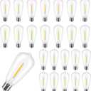 25-Pack ST40 E17 LED Bulbs, Shatterproof Plastic Replacement Bulbs for Outdoor String Lights (E17 Base ONLY, Not E12/E26), Vintage Edison Dimmable 0.6W 2700K Warm White Patio Light Bulb