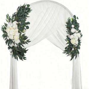 Noamus 2 Pack Artificial Wedding Arch Flowers, 28/20 Floral Swag Arrangement Set, Wedding Welcome Signs Floral Decorations Kit for Ceremony Reception, Backdrop Table Decor, Drap Not Included