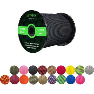 Paracord 325lb Diameter 2.7mm - 5 Strand Parachute Spool Cord - 100ft 200ft,Paracord for Camping,Hiking,Fishing,Outdoor and DIY (Black)