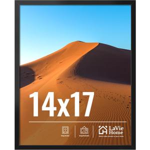 LaVie Home 14x17 Picture Frame for Wall Display, 14x17 Black Picture Frame with HD Plexiglas, 14 x 17 Poster Frame 1 Pack, Display Frame for Vertical or Horizontal, Classic Collection