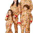 ANGELGGH Matching Family Christmas Onesie Pajamas, Cute Vacation Print One Piece PJs, Hooded Holiday Loungewear with Pockets (Women, XL, Yellow Ho)