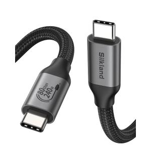 Silkland 80Gbps USB 4 for Thunderbolt 5 Cable 5FT, [USB-IF Certified] 120Gbps Bandwidth for 16K/Dual 8K, 240W, Braided USB C Video Cable Compatible for Thunderbolt 4, SSD, MacBook M4 Pro, iPhone 17/16