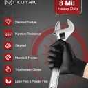 NEOTRIL 8 Mil Heavy Duty Disposable Nitrile Gloves with Diamond Texture Grip Rubber Gloves Latex & Powder Free (Black, M)