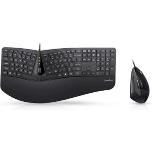 Perixx Periduo-505, Wired USB Ergonomic Split Keyboard and Vertical Mouse Combo with Adjustable Palm Rest and Short Tactical Membrane Keys, US English Layout