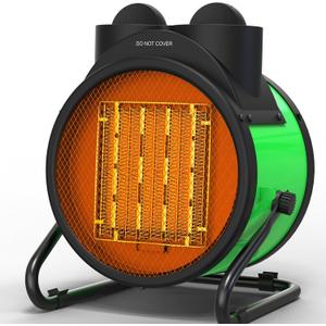 SISUPASSIE Outdoor Heaters for Patio, 1500W Portable Garage Heater with Overheat Protection & 3S Fast Heating, Non-Slip Cushion, Electric Space Heater for Patio, Garage, Greenhouse, Bedroom, Green