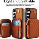 Asuwish Phone Case for Samsung Galaxy S25 5G Wallet Cell Cover with Tempered Glass Screen Protector Wrist Crossbody Strap RFID Blocking Credit Card Holder S 25 25S 25 25S SM-S931U Women Girls Brown