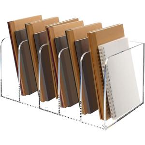 1 Pcs 5-Section Acrylic Magazine File Holder, Desk Organizer Book Rack with 5 Vertical Compartments, Magazine Holders for Book Envelope, Desk Organizer for Home Office