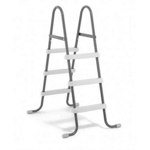 Above Ground Pool Ladder for 48 Inch Pools, 3-Step Double Sided Pool Stairs with Flip Up Safety Design, White/Gray