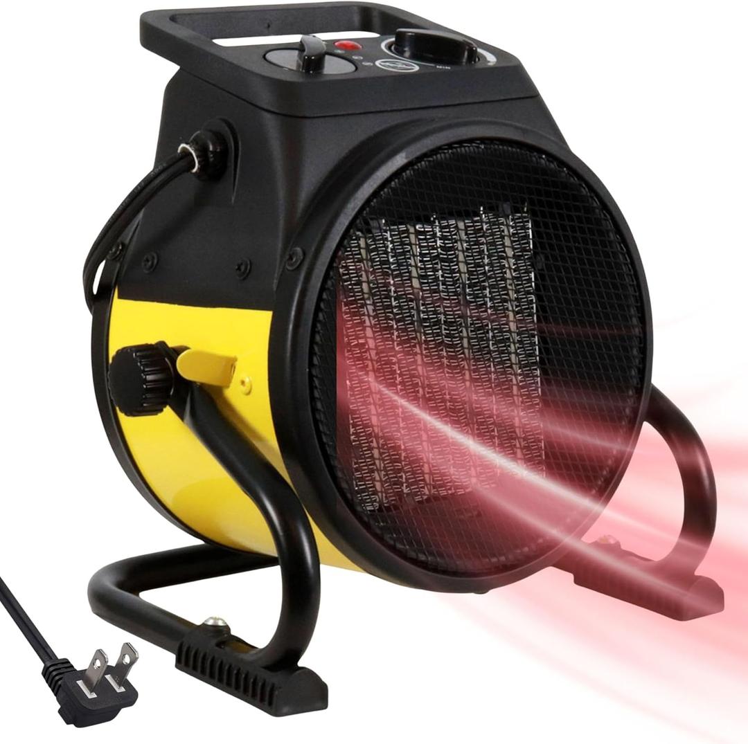 Dura Heat EUH1465 Electric Forced Air Heater with Pivoting Base 5,120 BTU, Yellow (8.5" Height)