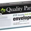 Quality Park #10 Security Envelopes, No Window, Redi-Strip Self Seal Envelopes, 24-lb White Wove, 4-1/8" x 9-1/2", 100 per Box (QUA69117)