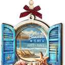 2 x Wooden Beach Ornaments for Christmas Tree 2025 - Beachy Ornaments, Beach Themed Gifts for Women Men - Ocean Gift, Beachy Gifts for Family, Friends - Coastal Nautical Holiday House Decor