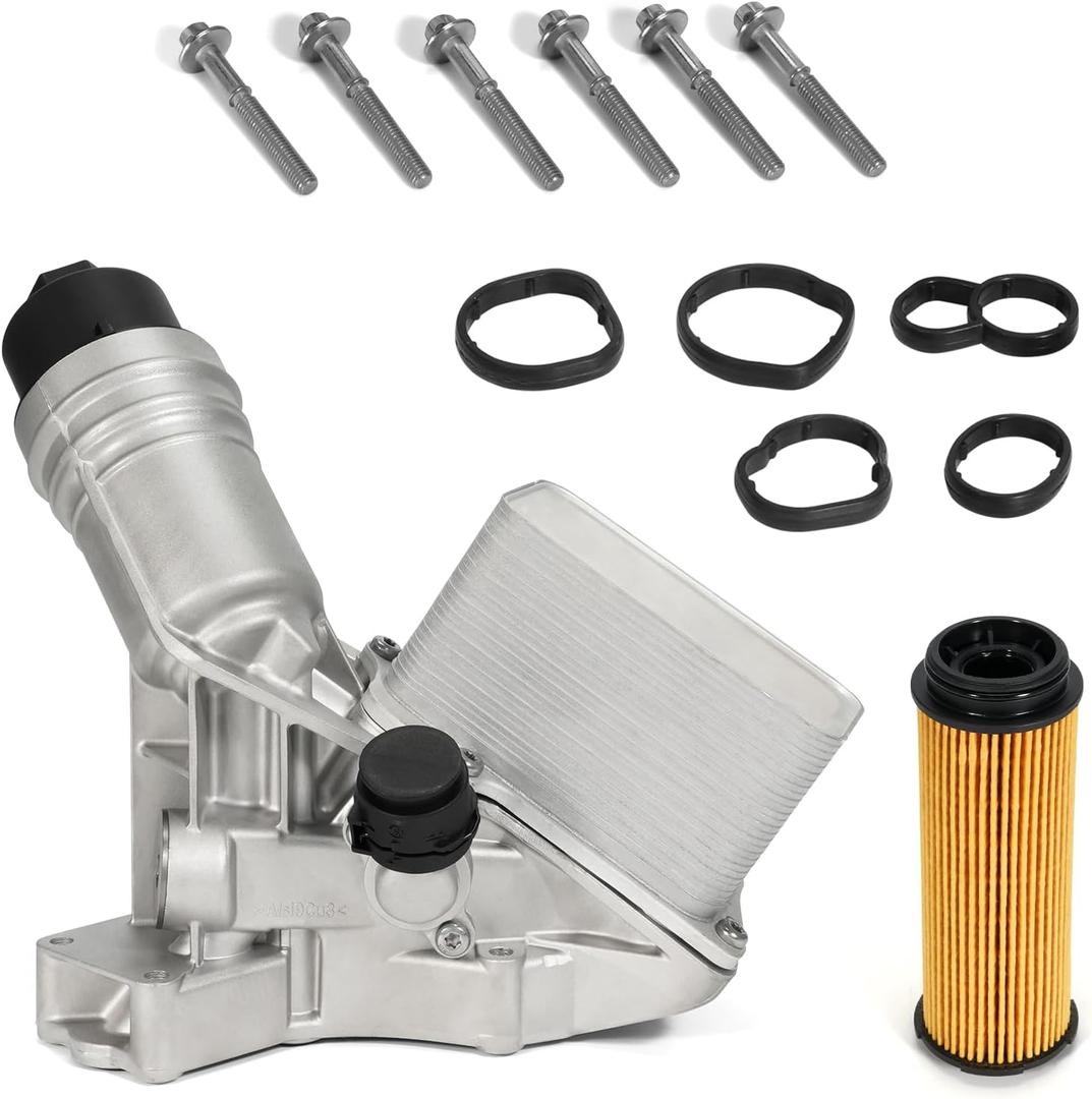 11428583895 Aluminium Engine Oil Cooler Filter Housing Assembly Compatible with 2016-2021 BMW 340i 440i 540d 540i 640i 740i M240i X3 X4 3.0L Replace# 11428511391