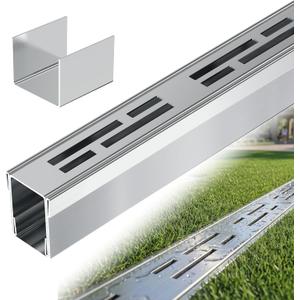 TONGMO Channel Drain 1.69" W x 3.25 FT L x 2.36" H, 304 Stainless Steel Pool Deck Drain Channel with Connector for Pool Decks, Patios, Courtyards, Walkways and Pavers