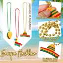 Yahenda 5 Pcs Mexican Costumes Women Serape Poncho Straw Sombrero Headbands 3 Necklace Cinco de Mayo Outfit Colorful