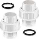 Boltigen 2Pack 2 inch PVC Union Couplings Schedule 40 Slip Socket Pipe Fitting Union 2'' PVC Connector Joint Adapter, for Swimming Pool Pump Industrial Pipeline System