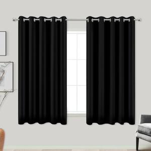 Black Out Curtains 60x45 Inch Long 2 Panels Burg for Bedroom Windows,Grommet Heat Blocking Room Darkening Insulated Kitchen Soundproof Half Block Dark Short Curtain for Bathroom,Van Garage,45L Length