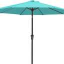 MEWAY 9ft Patio Umbrella Outdoor Table Umbrellas with Push Button Tilt and Crank, Market Umbrella 8 Sturdy Ribs for Deck, Garden, Pool and Backyard, Teal