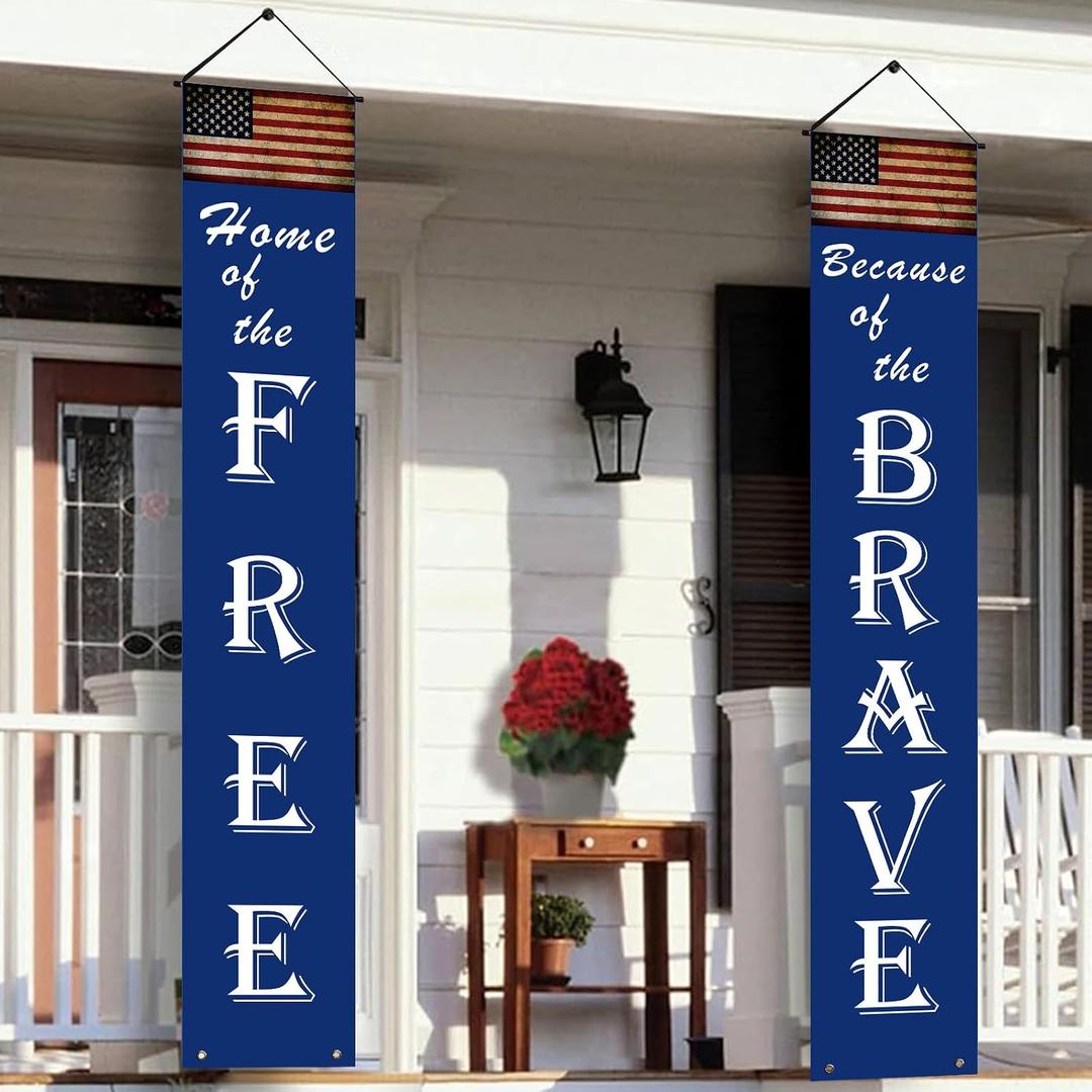 Memorial Day 4th of July Decorations, Flag Porch Yard Fence Garage Decor Outdoor