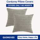 QUORGVES Throw Pillow Covers 18x18 Inch Set of 2 Decorative Farmhouse Rustic Boho Pillows for Sofa Bed Couch Living Room Corduroy Light Grey