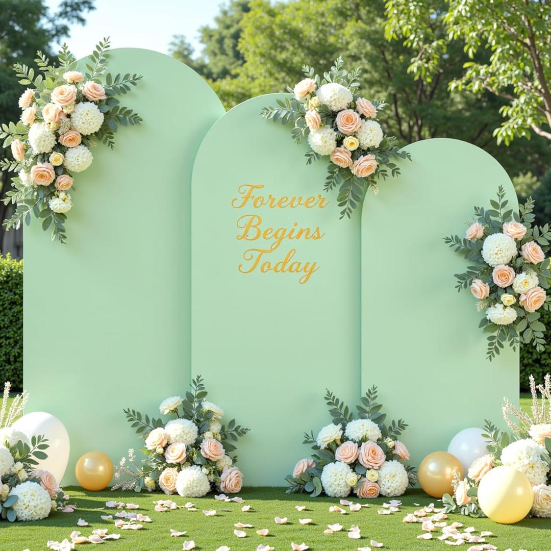 Sage Green Arch Cover 3 Set - 6.6FT, 7.2FT, 8FT Sage Green Arch Backdrop Cover Spandex Wedding Arch Stand Covers for Baby Shower Birthday Party Wedding Bridal Shower Photo Background Decorations