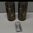 3 in 1 Flameless Taper Short Candles with 10 Key Remote Control and Timer, Battery Operated Pack of 2 LED Acrylic 3" x6" Grey Pillar Flickering Warm Light