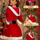 RSLOVE Christmas Lingerie for Women Sexy Santa Babydoll Chemise Mrs Claus Costume with Belt (Red, M)