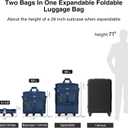 MILADA Expandable Luggage Bags for Travel Foldable Suitcase with Wheels Collapsible Rolling Travel Duffle Bag Lightweight Large Suitcases without Telescoping Handle, Blue