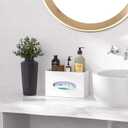 White Acrylic Tissue Box Cover Rectangular,Acrylic Tissue Dispenser with Storage Tray for Bathroom Kitchen Home Office(White, 9.85x4.5x6.3)