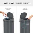 SensorCan 13 Gallon Automatic Sensor Trash Can with Lid, AC Adapter Included, AbsorbX Odor Control, Gunmetal Gray Stainless Steel Kitchen Garbage Bin, Fingerprint-Proof, Hands-Free Operation, Oval