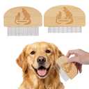 2 x Pet Grooming Combs for Dogs Cats, 2 Pack Bamboo Combs with Wide Fine Teeth for Shedding, Detangling, Flea Removal and Daily Care