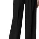 Betusline Women's High Waist Dress Pants Business Side Button Work Wide Leg Pants Straight Leg Trousers, X-Small-XX-Large (Black)