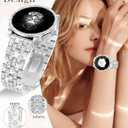 JR.DM Diamond Bands with Bling Case Women ONLY Compatible with Samsung Galaxy Watch 7/6 40mm 44mm, 20mm watch band with Protective Cover Bumper Silver Gold Luxury Metal Bracelet Replacement Strap