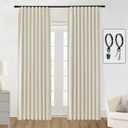 SHINELAND Beige Room Darkening Curtains 105 Inches Long for Living Room Bedroom,Cortinas para Cuarto Bloqueador De Luz,Thermal Insulated Back Tab Pleat Blackout Curtains for Sunroom Patio Door Indoor (52"W x 105"L (Pack of 2))