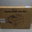 XXXL Extra Large Stainless Steel Litter Box with Lid, 28" L x 20.5" W x 17" H Covered Stainless Steel Litter Box, Suitable for Large Cats and Multiple Cats, Non-Sticky, Anti-Leakage, Easy to Clean (dark grey)