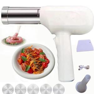 UFAGFDA Handheld Electric Pasta Maker Gun 5-in-1 Cordless Pasta Machine Portability Suitable For kitchen Pasta Machine-Stainless Homemade Spaghetti Machine