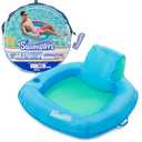 SwimWays Spring Float Premium SunSeat Pool Chairs, Inflatable Pool Floats Adult with Fast Inflation for Ages 15 & Up, Sky Blue